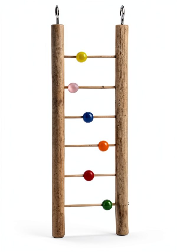 Parrot Ladder Wooden 6 Step Climbing Toy with Colorful Beads by HEEPDD-1
