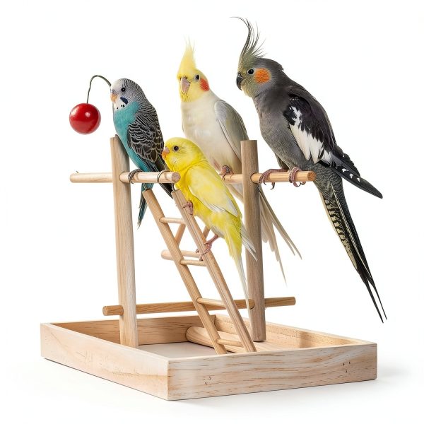Wooden Bird Ladder 3 Pack by Sliverdew - Pine and Steel for Parakeets-5