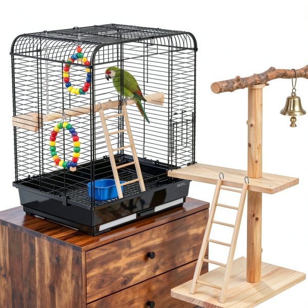 Wooden Bird Ladder 3 Pack by Sliverdew - Pine and Steel for Parakeets-6