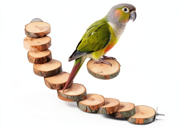 Bird Ladder Kisangel Wood Perch Toy for Parrots Light Brown 40x6x3cm-0