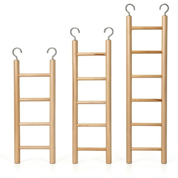 Wooden Bird Ladder 3 Pack by Sliverdew - Pine and Steel for Parakeets-1