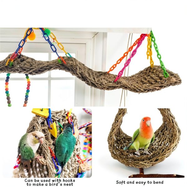 Bird Seagrass Mat Kathson 2 Pc 29.5x7in Hammock Ladder with Hooks-2