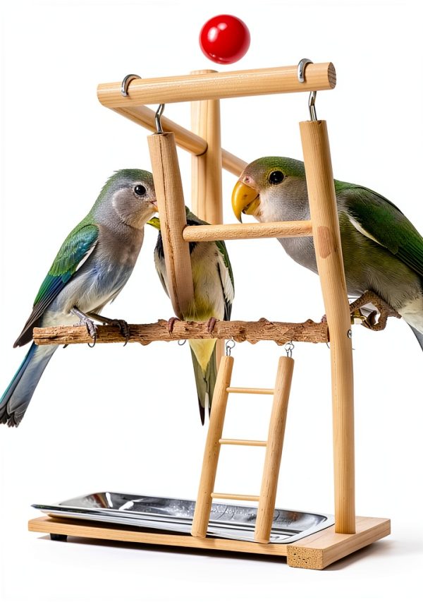 Wooden Bird Ladder 3 Pack by Sliverdew - Pine and Steel for Parakeets-4
