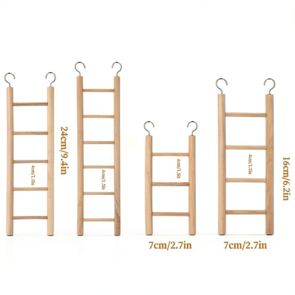 Wooden Bird Ladder Set 4pcs Natural Wood Parrot Cage Toy by Gtziqa-1