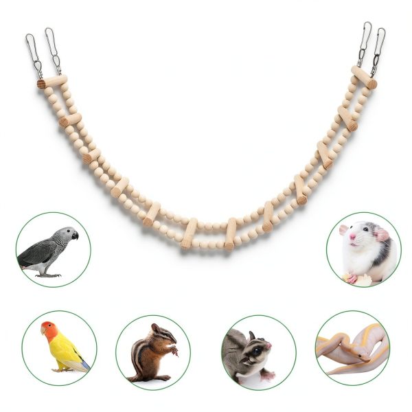 Long Bird Ladder with Wooden Rungs and Beads MinrzPet Accessory YWTZDQ-5