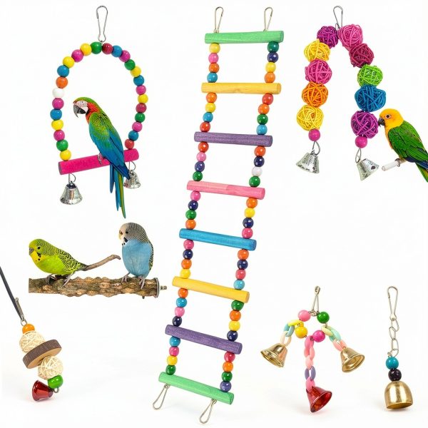7Pcs Cage Playground for Small Birds by Rliguanrui – Ladder Swing-5