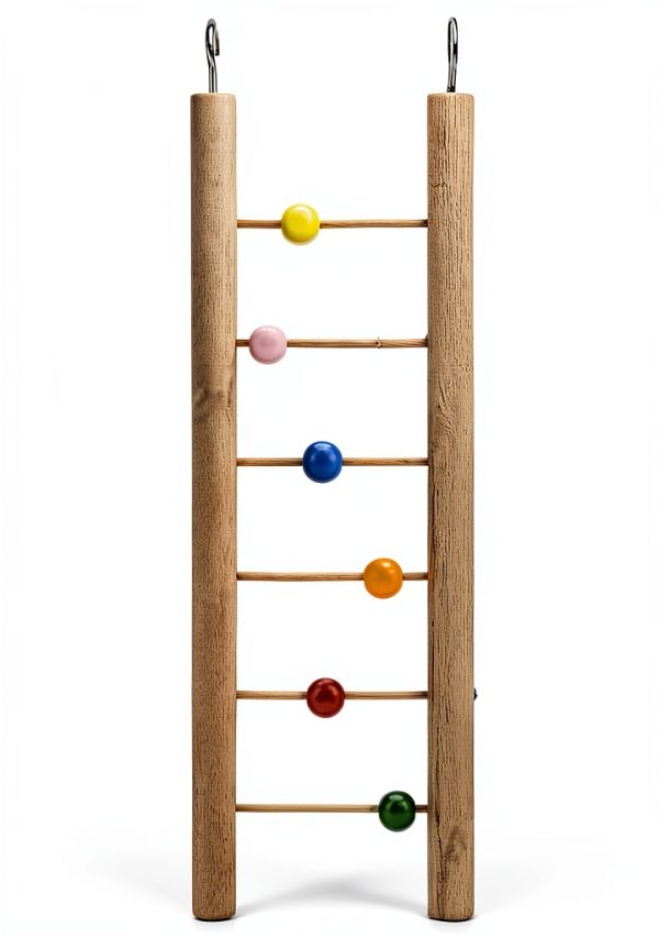 Parrot Ladder Wooden 6 Step Climbing Toy with Colorful Beads by HEEPDD-0