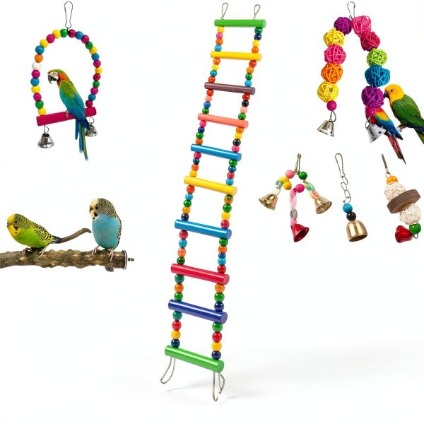 7Pcs Cage Playground for Small Birds by Rliguanrui – Ladder Swing-4
