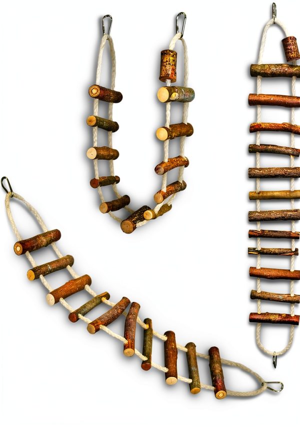 Sisal Rope Ladder - Natural Interactive Climbing Cage Accessory - for Sugar Gliders, Squirrels, Degus, Marmosets, Monkeys, Rats, Parrots, Birds, Hamsters, Gerbils & Other Small Pets-1