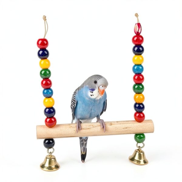 Bird Perches Platform by kathson – Ladder Swing with Food Bowls-2
