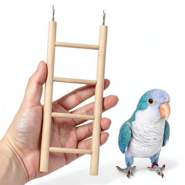 Wooden Bird Ladder 3 Pack by Sliverdew - Pine and Steel for Parakeets-2