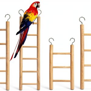 Wooden Bird Ladder Set 4pcs Natural Wood Parrot Cage Toy by Gtziqa-0