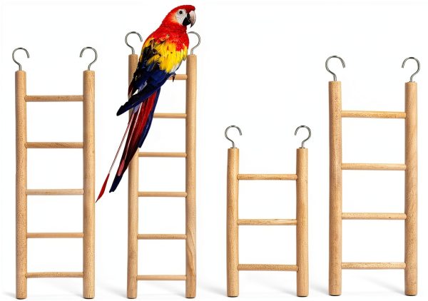 Wooden Bird Ladder Set 4pcs Natural Wood Parrot Cage Toy by Gtziqa-0