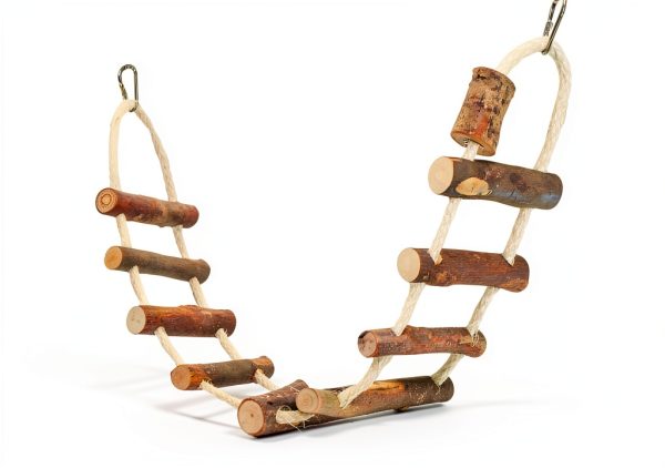 Sisal Rope Ladder - Natural Interactive Climbing Cage Accessory - for Sugar Gliders, Squirrels, Degus, Marmosets, Monkeys, Rats, Parrots, Birds, Hamsters, Gerbils & Other Small Pets-0
