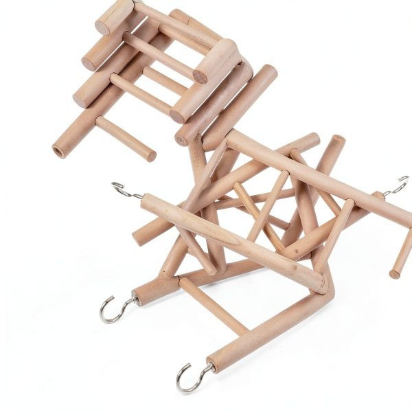 Wooden Bird Ladder Set 4pcs Natural Wood Parrot Cage Toy by Gtziqa-5