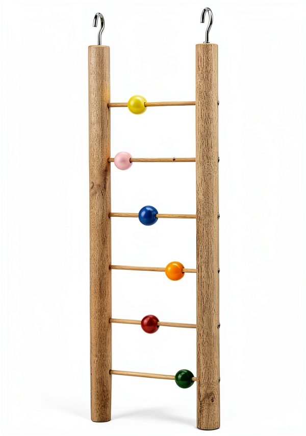 Parrot Ladder Wooden 6 Step Climbing Toy with Colorful Beads by HEEPDD-5