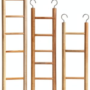 Wooden Bird Ladder 3 Pack by Sliverdew - Pine and Steel for Parakeets-0