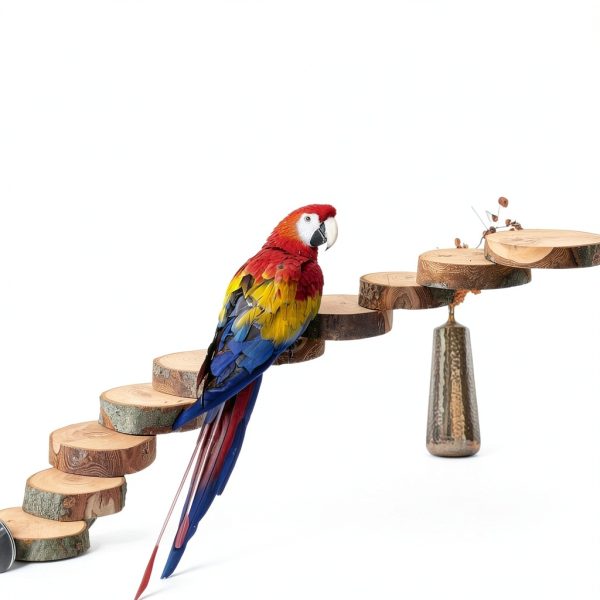 Bird Ladder Kisangel Wood Perch Toy for Parrots Light Brown 40x6x3cm-5