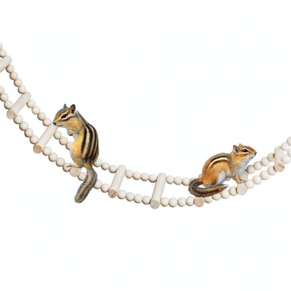 Long Bird Ladder with Wooden Rungs and Beads MinrzPet Accessory YWTZDQ-4