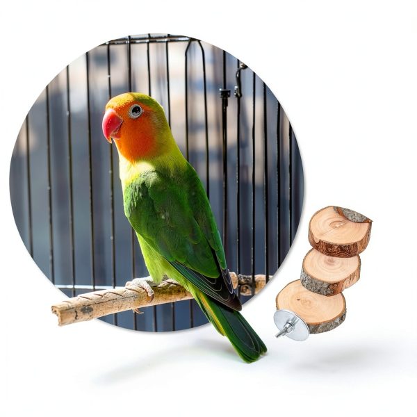 Bird Ladder Kisangel Wood Perch Toy for Parrots Light Brown 40x6x3cm-3