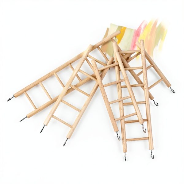 5pcs Wooden Bird Ladder for Parrots Cage 5 Basic Sizes Perch Parakeet Climbing Toys Hanging Pet Natural Step Cockatoo Lovebirds-3