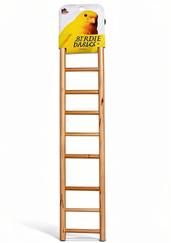 Birdie Basics 11-Step Wooden Ladder 17-Inch Climbing Toy for Pet Birds Parrots Cockatiels Budgies Cage Accessory Interactive Play Exercise Perch Durable and Safe Design-0