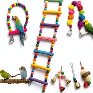 7Pcs Cage Playground for Small Birds by Rliguanrui – Ladder Swing-0