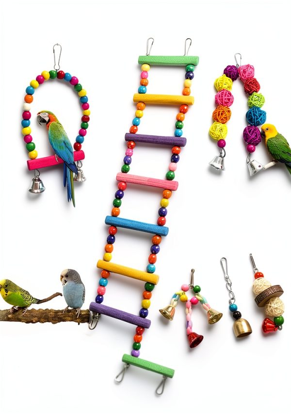7Pcs Cage Playground for Small Birds by Rliguanrui – Ladder Swing-0