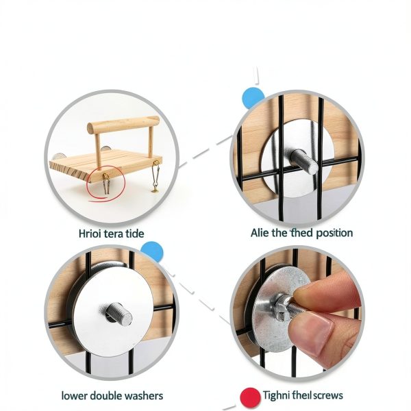 Bird Perches Platform Swing 3PCS Natural Wood Ladder Set by Sysmashing-3