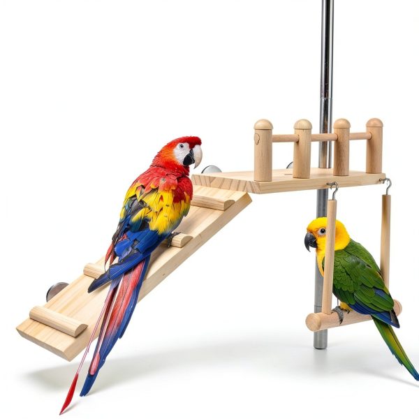 Bird Perches Platform Swing FrgKbTm Wooden Ladder for Small Birds-1