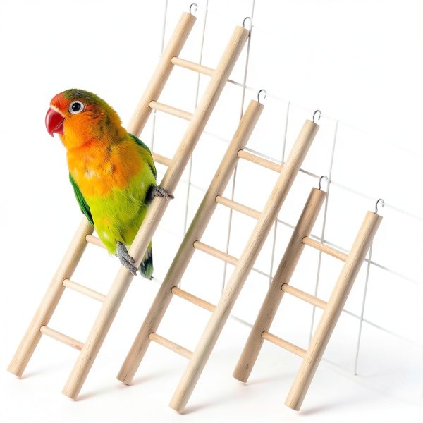 Wood Step Ladder for Birds - Kigeli 6 Sizes Hanging Cage Toy-4