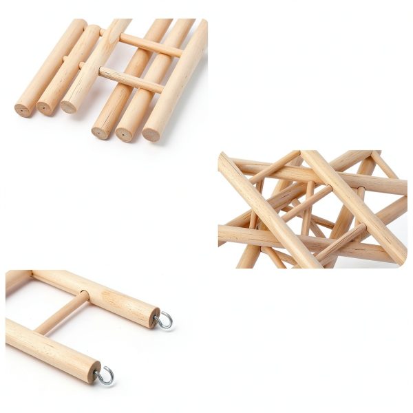 Wood Step Ladder for Birds - Kigeli 6 Sizes Hanging Cage Toy-2