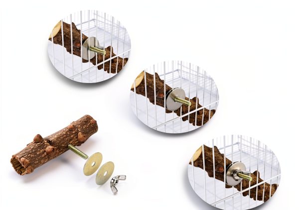 Bird Ladder Perch by Mogoko Natural Wood Parrot Cage Stand 11.8in-5