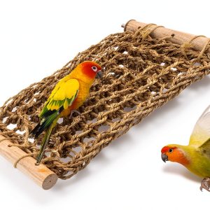 Bird Ladder Perch by FlidRunest Natural Seagrass Net Bridge for Conure-0