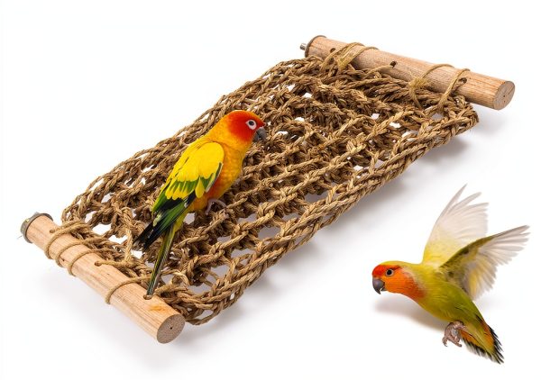Bird Ladder Perch by FlidRunest Natural Seagrass Net Bridge for Conure-0