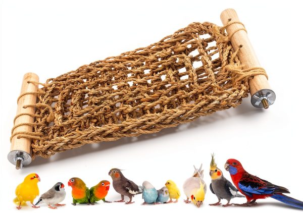 Bird Ladder Perch by FlidRunest Natural Seagrass Net Bridge for Conure-3