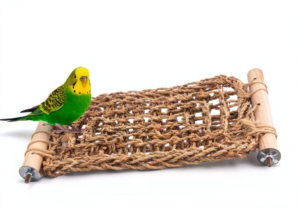 Bird Ladder Perch by FlidRunest Natural Seagrass Net Bridge for Conure-2
