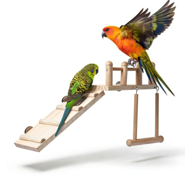 Bird Perches Platform Swing FrgKbTm Wooden Ladder for Small Birds-2