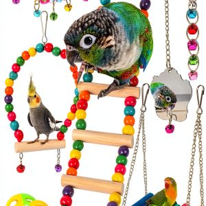 Bird Toys YIXUND 9Pcs Ladder Bridge Set for Parakeets & Cockatiels-0