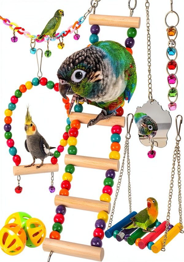 Bird Toys YIXUND 9Pcs Ladder Bridge Set for Parakeets & Cockatiels-0