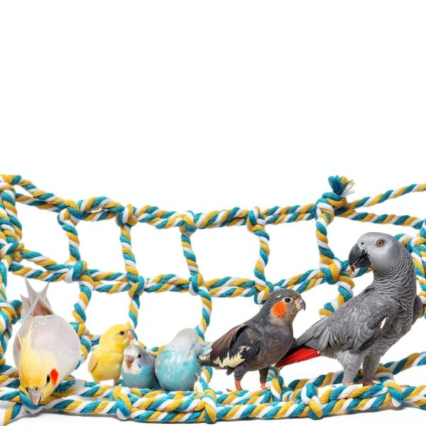 Weewooday Rat Cage Accessories Rope Net Hammock 11 x 7.8 in Red Yellow-3