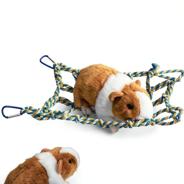 Weewooday Rat Cage Accessories Rope Net Hammock 11 x 7.8 in Red Yellow-5