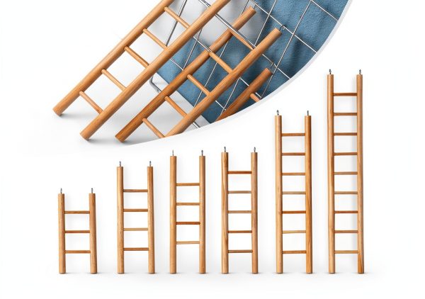 Wood Step Ladder for Birds - Kigeli 6 Sizes Hanging Cage Toy-1
