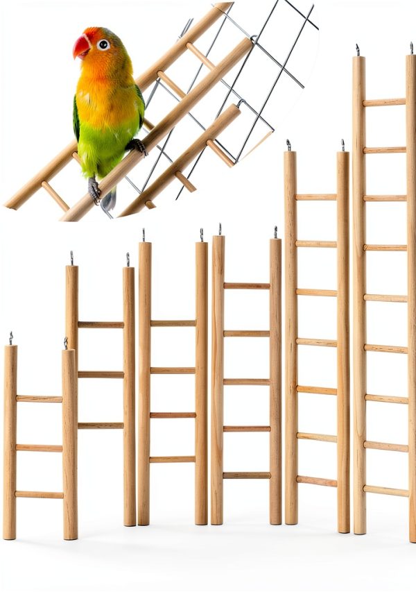 Wood Step Ladder for Birds - Kigeli 6 Sizes Hanging Cage Toy-0
